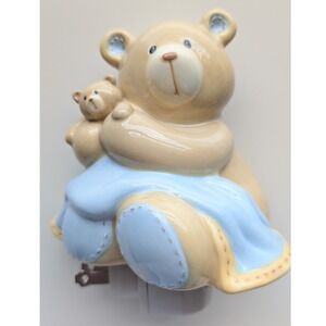 Baby Gund Nursery Teddy Bear Night Light Tan Blue Nursery Decor‎